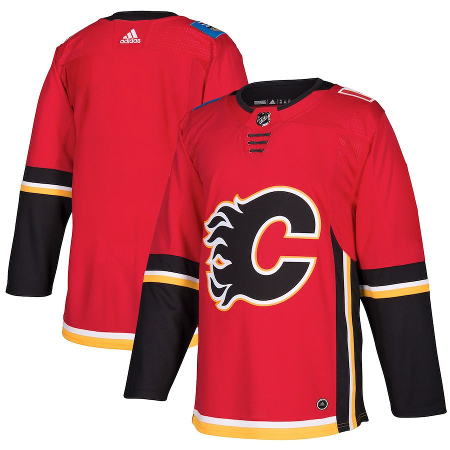 Men Calgary Flames adidas Red Home Authentic Blank NHL Jersey->customized nhl jersey->Custom Jersey